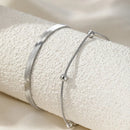 Tornozeleira Dupla de Malha e Aço inoxidável Folheada a Ouro Joia de Luxo